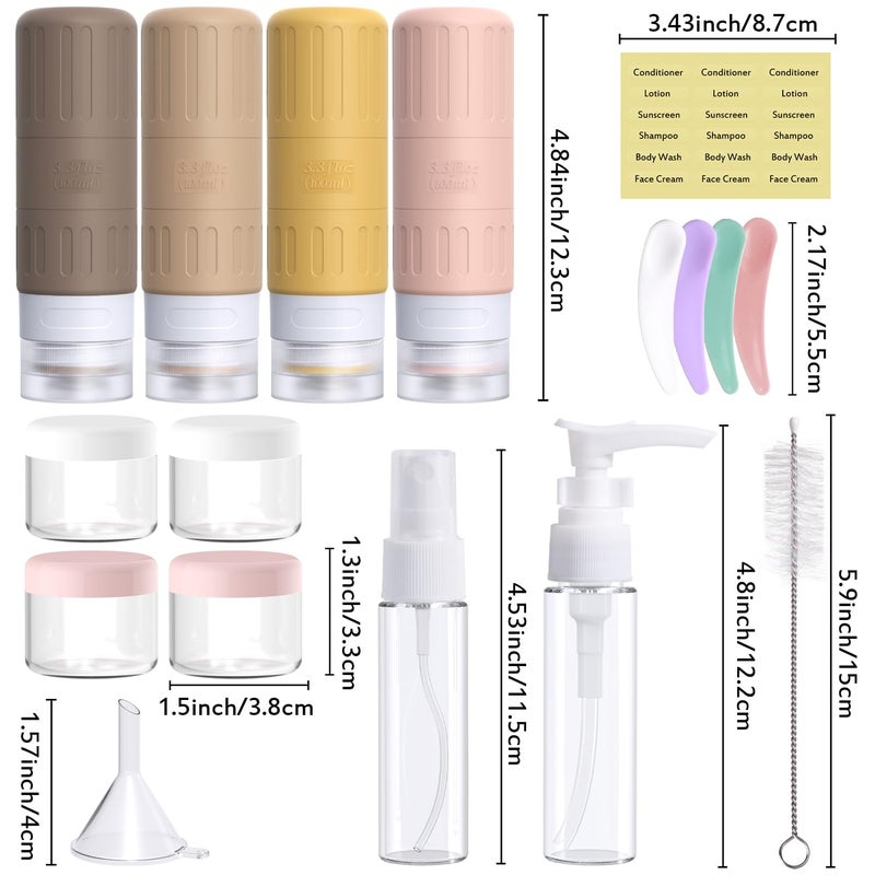 GLAMFIELDS Travel Bottles for Toiletries,TSA Approved 3.3oz Size LeakProof Silicone Toiletry Containers for Shampoo, Conditioner,Easy to Squeeze，Portable Travel Essentials for Lotion(18 Pack) Apricot - Image 2
